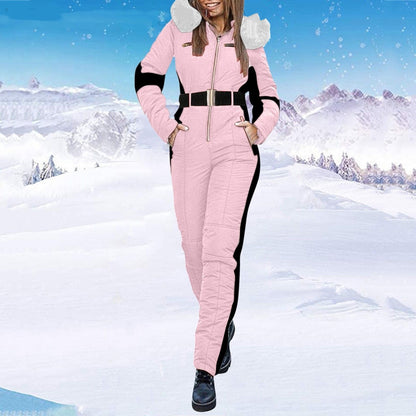 Women's Fashionable Sporty Hooded Ski Suit For Winter