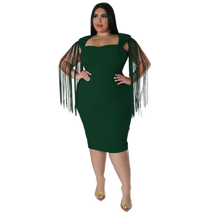 Sexy Tassel Sleeveless Elegant Figure-hugging Dress
