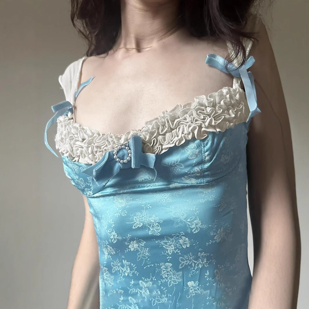 Youthful Lace And Bowknot Patchwork Camisole