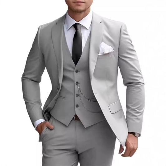 Men's Premium Slim Fit 3-Piece Business Suit - Formal Wedding Banquet Tuxedo Set