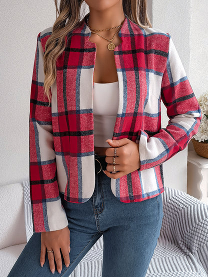 Women's Casual Plaid Long Sleeve Tweed Set