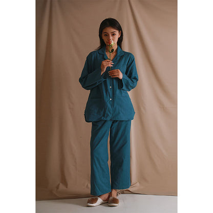 Breathable And Sweat-absorbent Pure Cotton Turn-down Collar Homewear