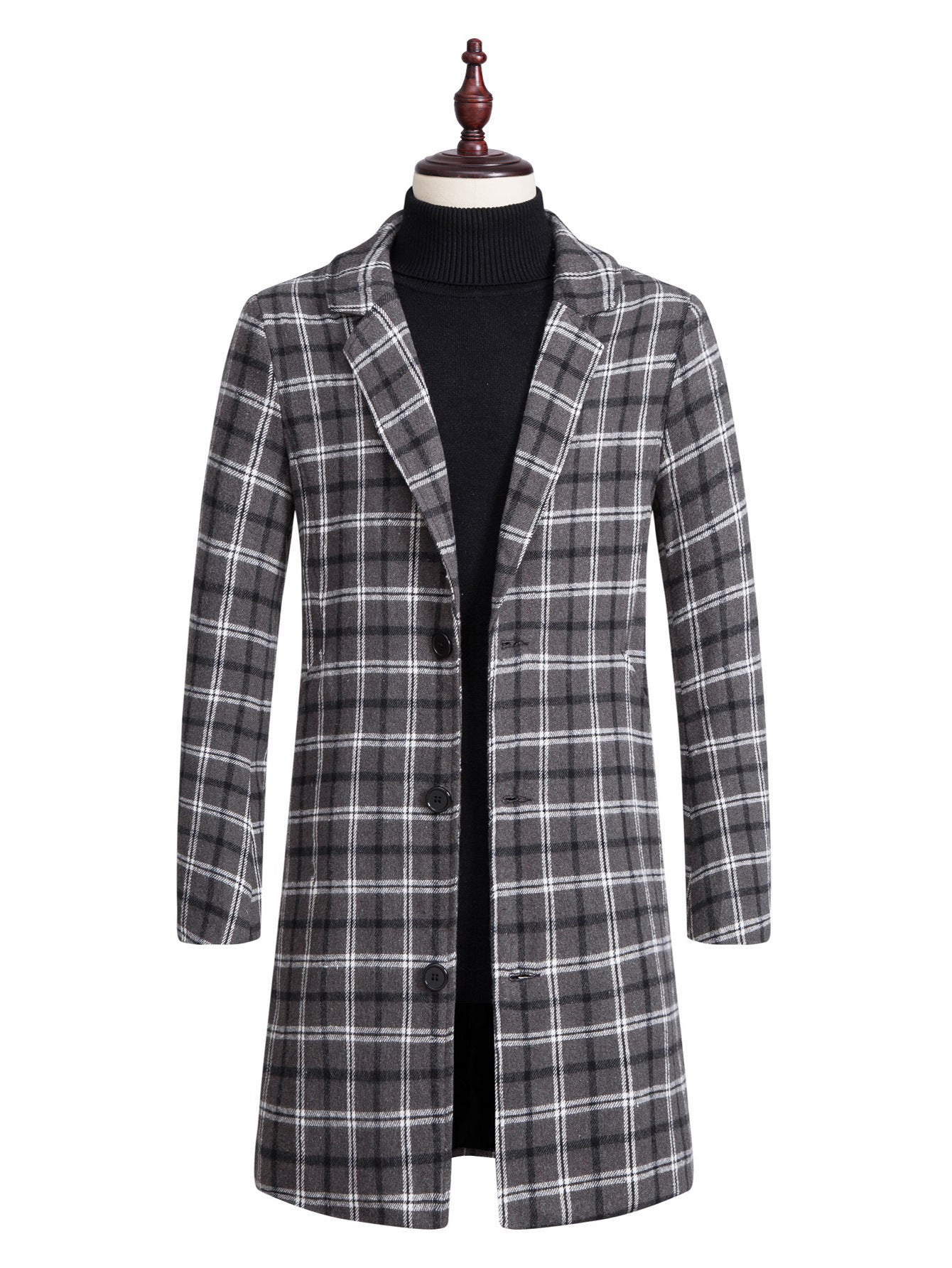 Men's Lapel Trench Coat Mid-length Woolen Coat