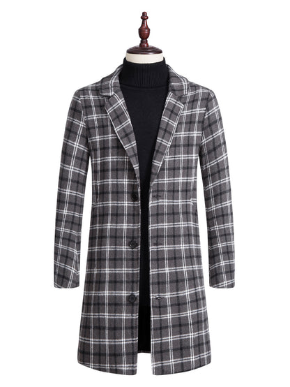 Men's Lapel Trench Coat Mid-length Woolen Coat