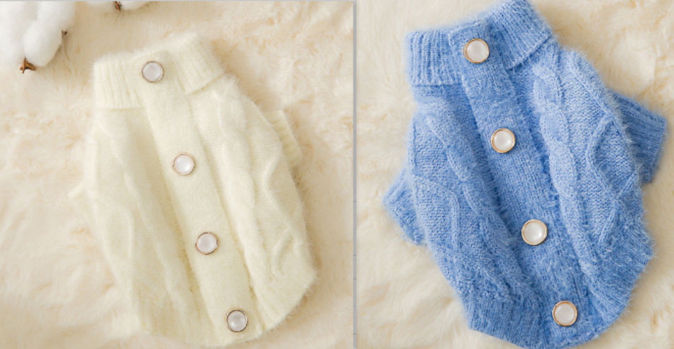 Dog Striped Knitted Sweater Cardigan Clothing