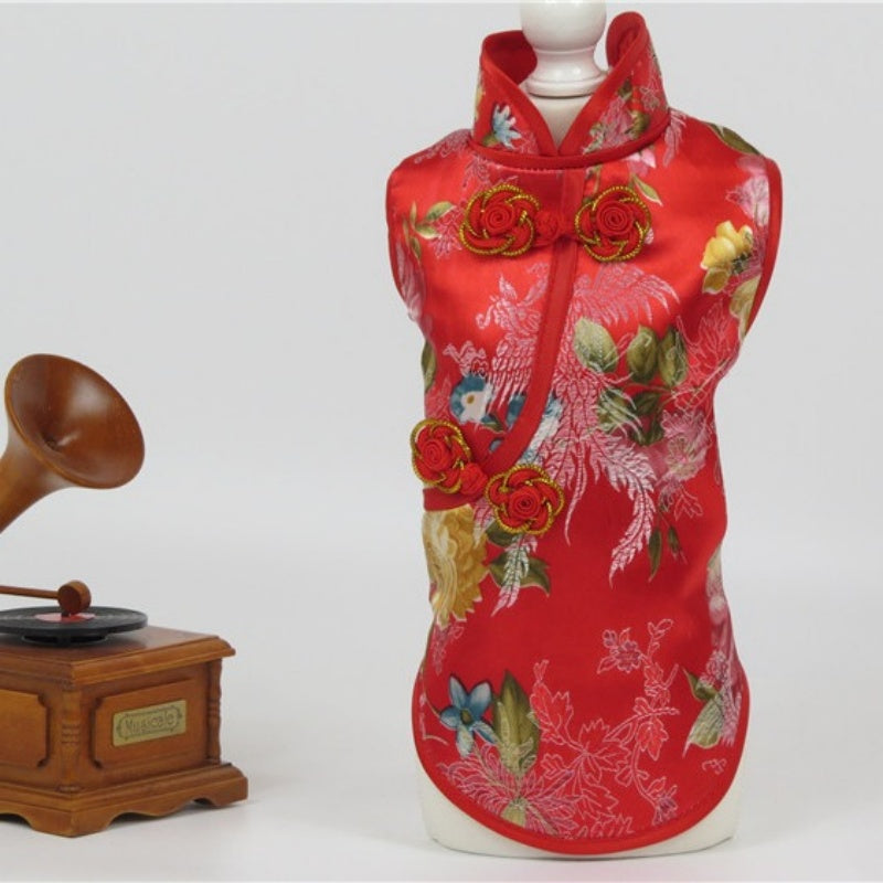 Pet Spring Summer And Autumn Clothes Tang Suit Brocade Cheongsam