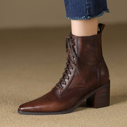 Thick-heel Lace-up Ankle Boots, New Autumnwinter Women's Martin Boots