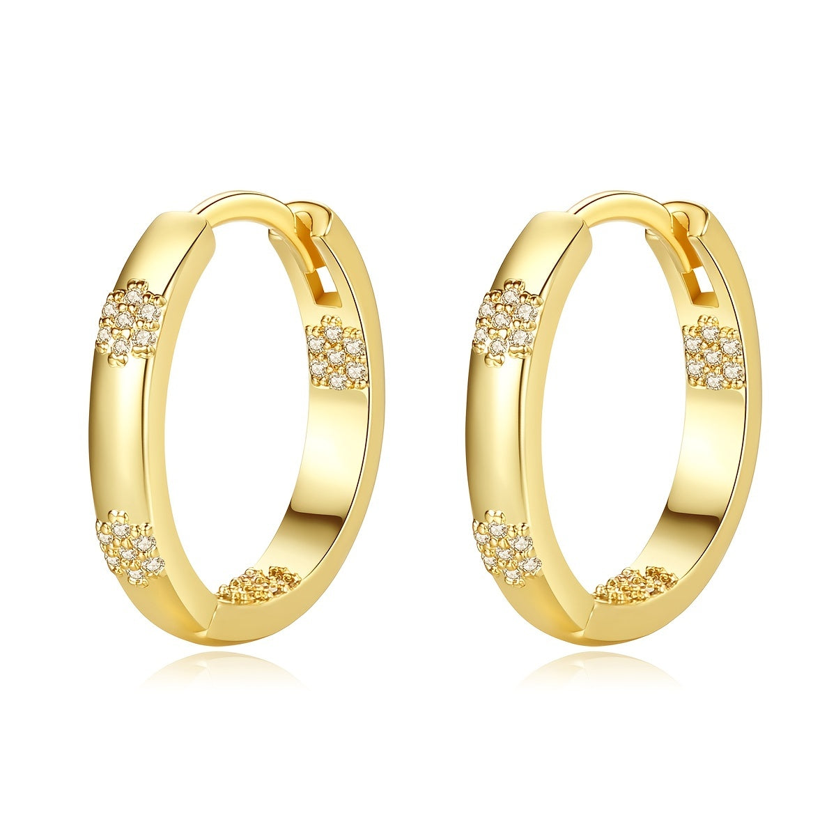 1 Pair Elegant Huggie Hoop Earrings Inlaid Zirconia Stud Earrings Fashion Jewelry For Women
