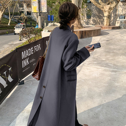 Women's High-quality Knee-length Long Suit Trench Coat