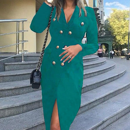 Women's Elegant Double Breasted Sheath Dress