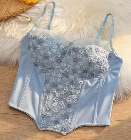 Pure And Seductive Lace Fishbone Camisole For WomenOuterwear And Underwear