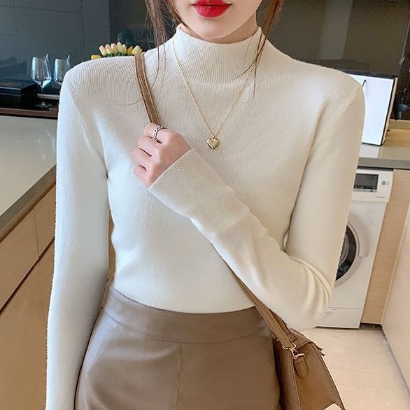 Inner Knitted Bottoming Shirt Slim Fit Slimming Long Sleeves Versatile Western Style Top