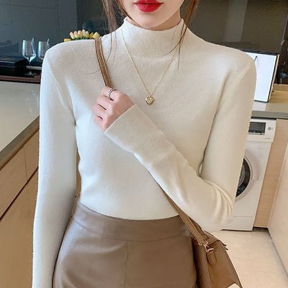 Inner Knitted Bottoming Shirt Slim Fit Slimming Long Sleeves Versatile Western Style Top