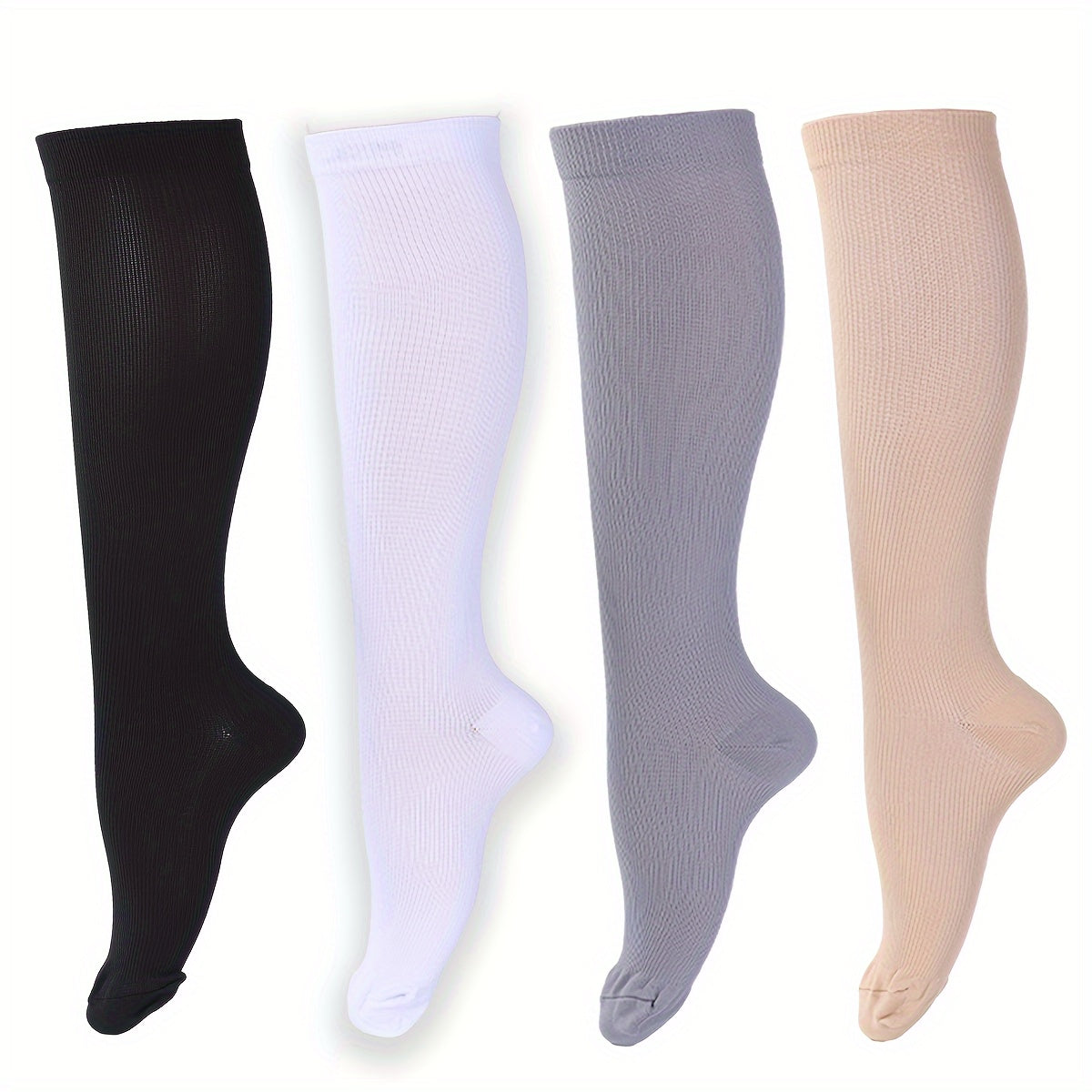 Premium Compression Socks for Men - 4 Pairs Athletic Support Stockings for Running, Travel & Recovery