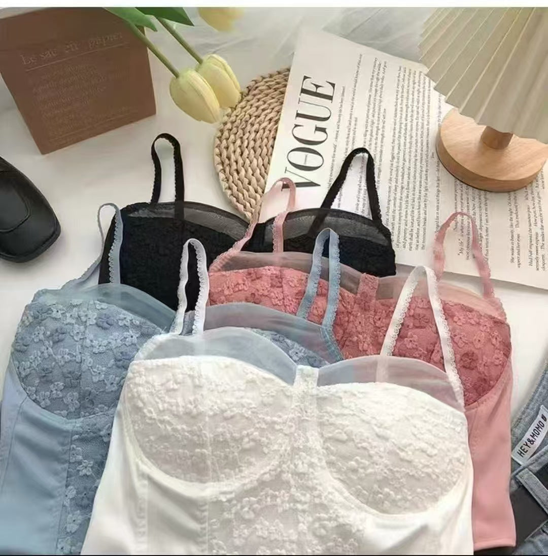 Pure And Seductive Lace Fishbone Camisole For WomenOuterwear And Underwear