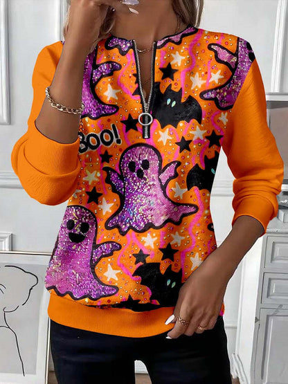 Women's Casual Christmas-Print Raglan Sweatshirt
