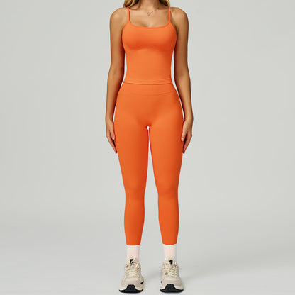 Women's Vest And Pants Color-blocking Yoga Set