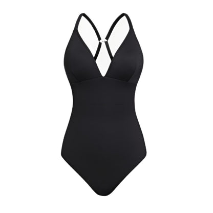 European And American Style New Swimsuit Solid Color And V-neck Slim Fit Figure Flattering Jumpsuit Women