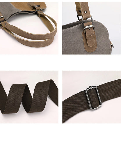 Women's Fashion Retro Patchwork Large Capacity Canvas Bag