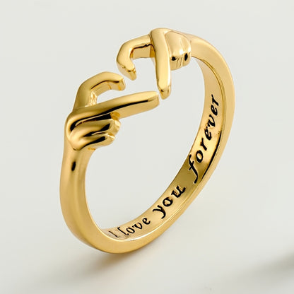 Premium 18K Gold Plated Heart Ring - Adjustable Promise Ring for Women & Teen Girls