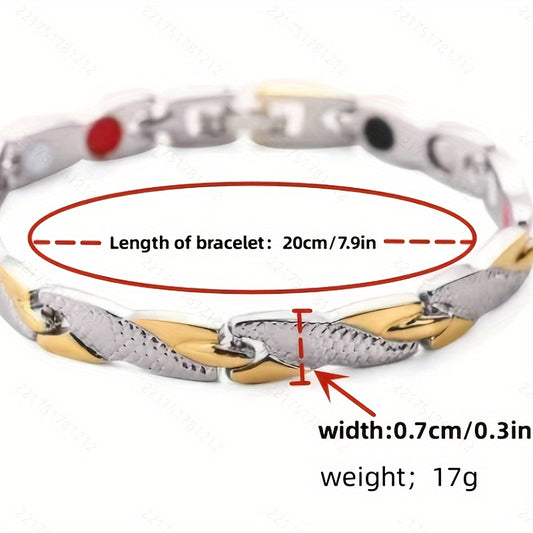 Men's Premium Dragon Pattern Bracelet - Adjustable 7mm Magnetic Black Alloy Jewelry