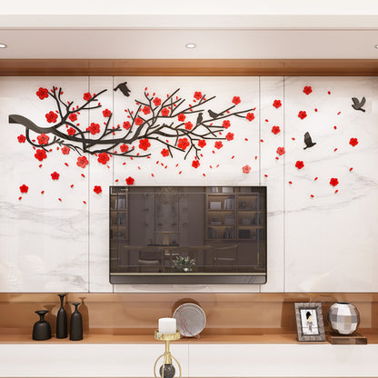 3D Acrylic Wall Art Decal - Elegant Floral Branch Design for Living Room & Bedroom Decor
