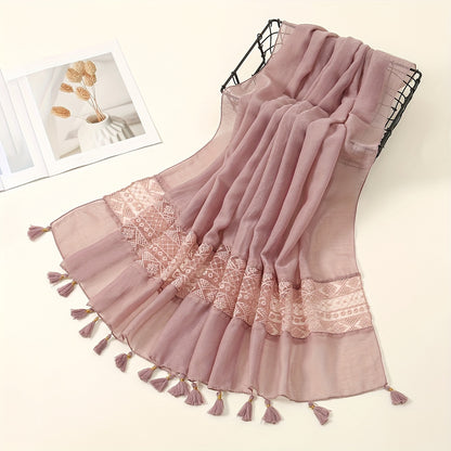Embroidery Hollow Lace Tassel Scarf Fashion Elegant Casual Cold Weather Scarves Wraps For Women for eid
