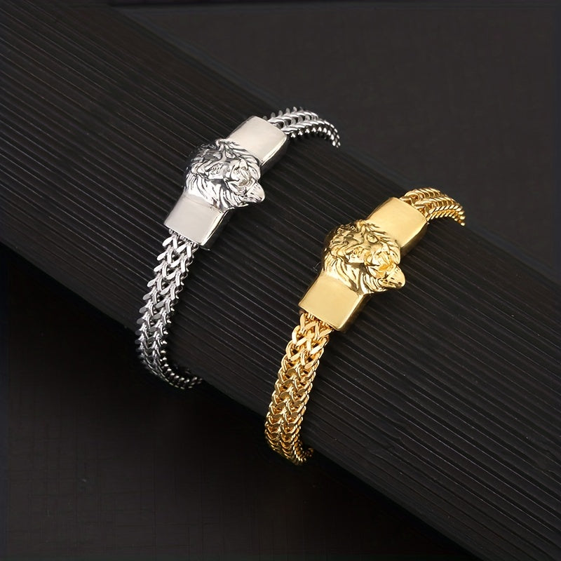 Fashion Stainless Steel Chain Bracelet Lion Head Bracelet For Men Party Biker Jewelry Gifts