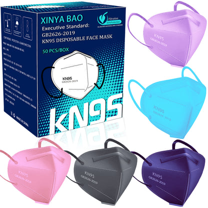50pcs KN95 Face Masks: 5-Ply Breathable, Comfortable, And 95% Filter Efficiency - Perfect For Adults!