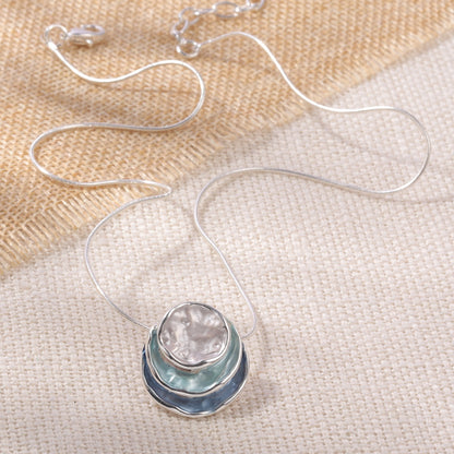 1pc Elegant Blue Enamel Pendant Necklace for Men - Zinc Alloy with Golden Accents, Twisted Rope Chain Design, Sophisticated Accessory for Formal or Casual Attire