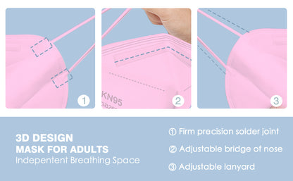 50pcs KN95 Face Masks: 5-Ply Breathable, Comfortable, And 95% Filter Efficiency - Perfect For Adults!
