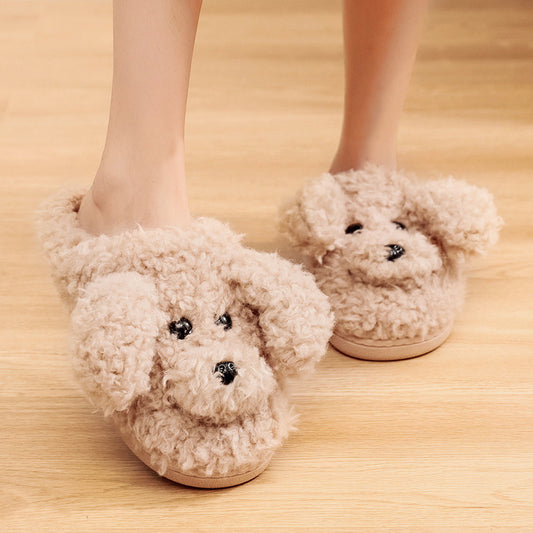 Winter Pack Heel Cotton Shoes Women's Cartoon Furry Slippers