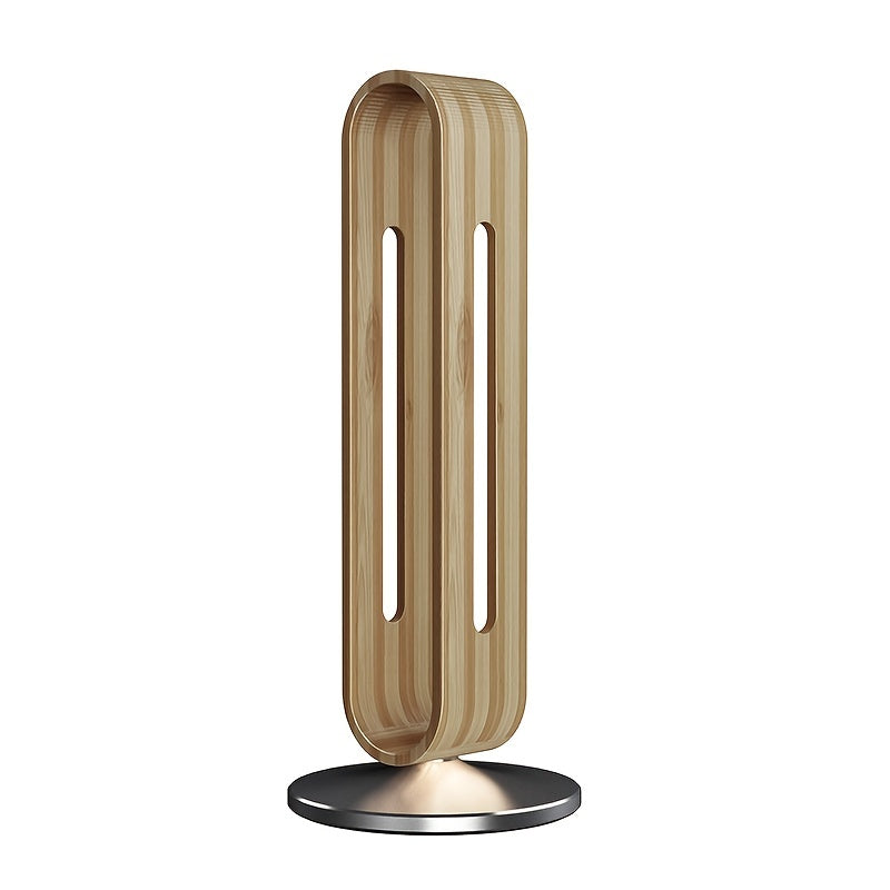 Wooden Headphone Stand with Metal Base, Desktop Headphone Holder, Bamboo Decorative Organizer, Natural Wood Display Rack