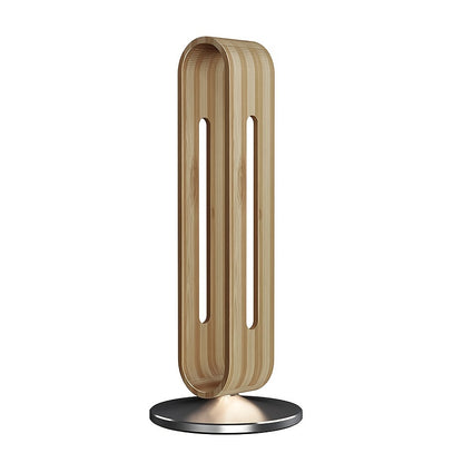 Wooden Headphone Stand with Metal Base, Desktop Headphone Holder, Bamboo Decorative Organizer, Natural Wood Display Rack