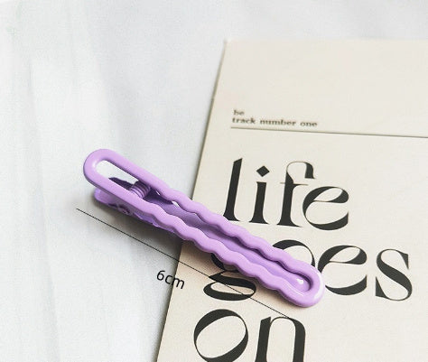 Hollow Wave Metal Barrettes Milk Fufu Candy Color