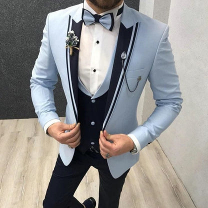 Men's Color Matching Business Casual Suit Three-piece Set