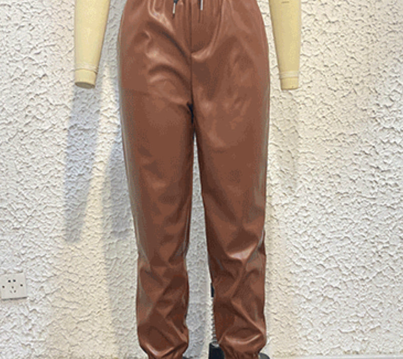 Women's Fashion Personality New Sexy PU Casual Pants