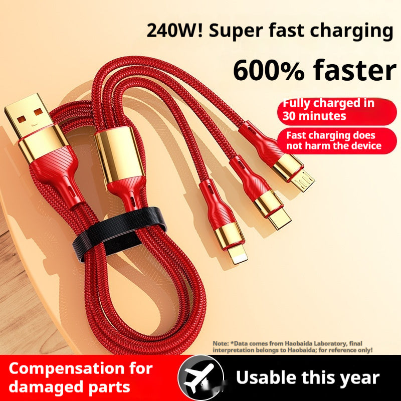 240W Super Fast Charge Suit Three-in-one Three-in-one Data Cable