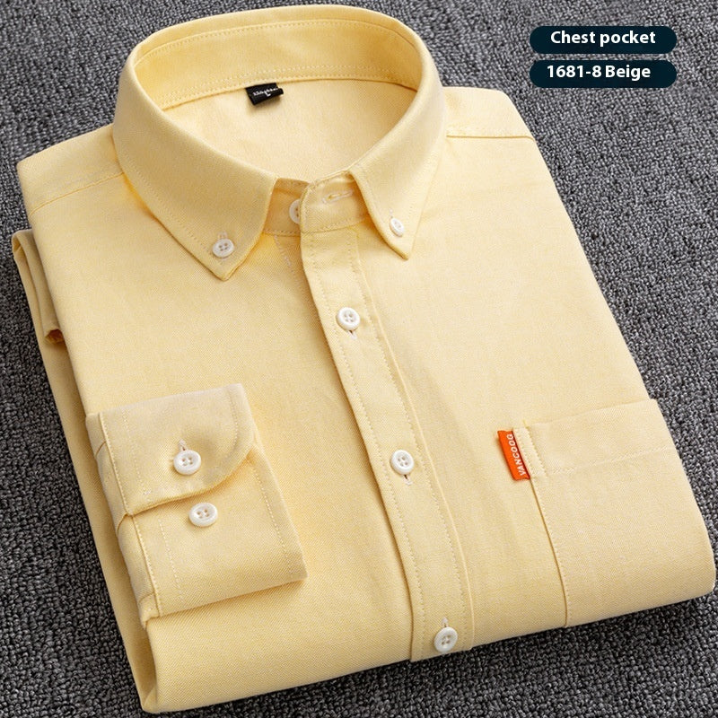 Men's Premium Oxford Cotton Shirt - Long Sleeve Button Down Dress Shirt