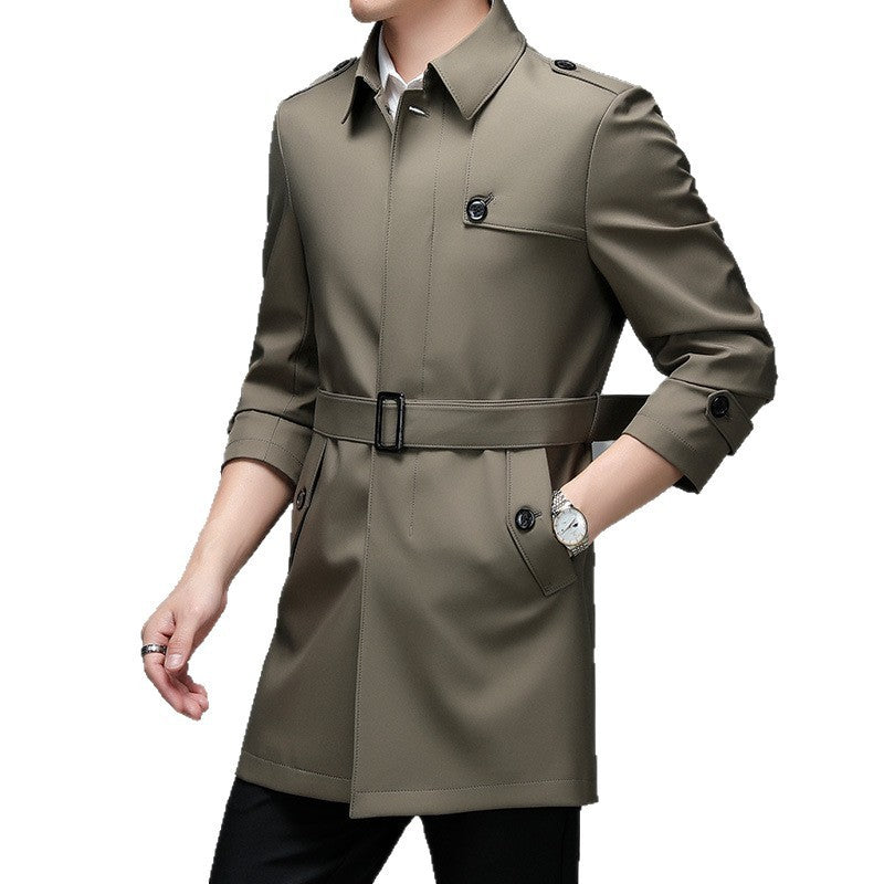 Men's Trench Coat Mid-length Lapel Casual Coat