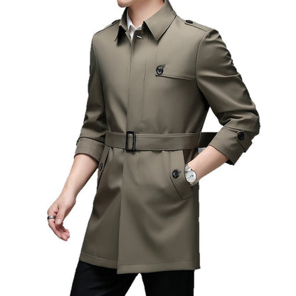 Men's Trench Coat Mid-length Lapel Casual Coat