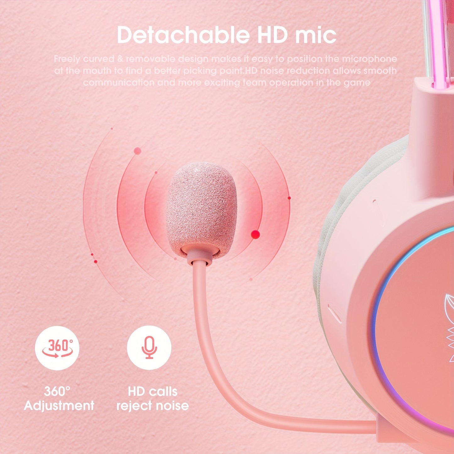 ONIKUMA X15pro Cat Ears Gaming Headset with LED Light-Up Headband, Wired, Noise-Canceling Mic for PC & Laptop