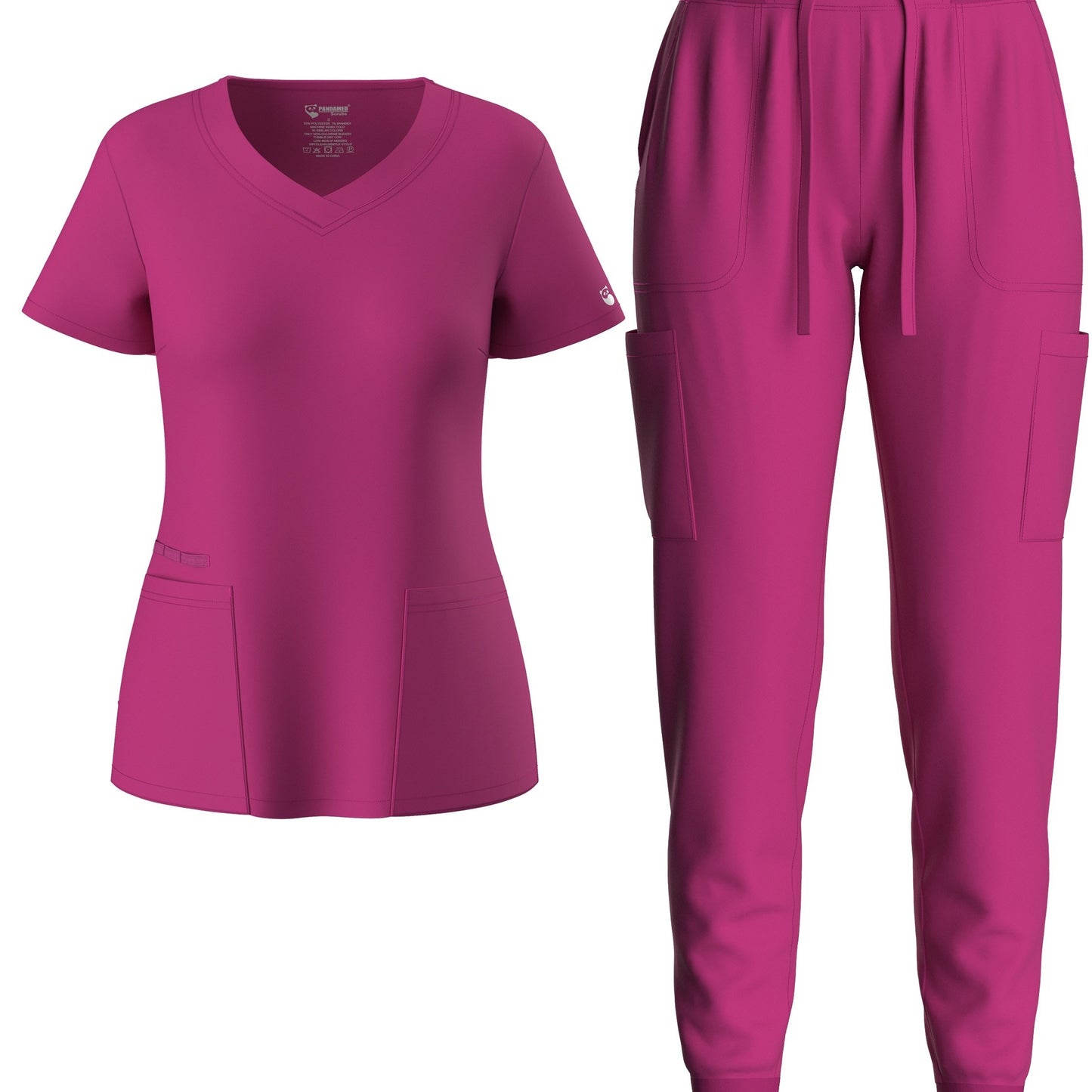 Premium Medical Scrubs Set - V-Neck Top & Drawstring Pants | Professional Healthcare Uniform for Women
