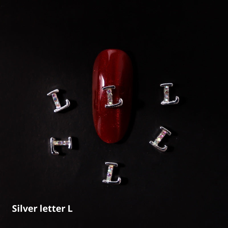 26 Letter Alloy Nail Ornament Nail Crystal