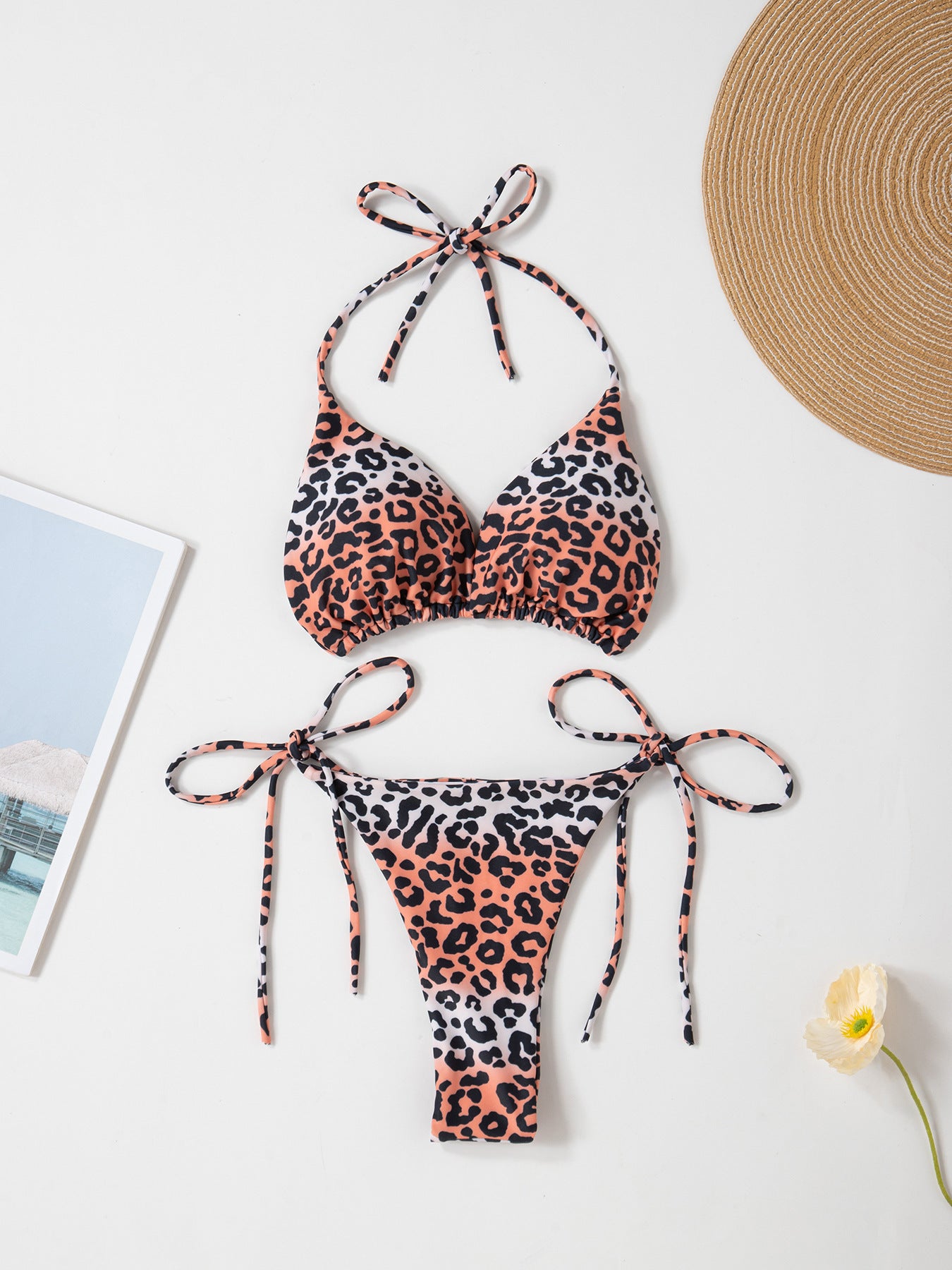 Solid Color Sexy Lace-up Hot Girl Temperament Women's Bikini Swimsuit