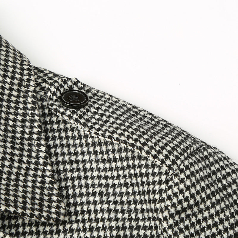 Herren-Trenchcoat, gestreift, zweireihig, mittellang