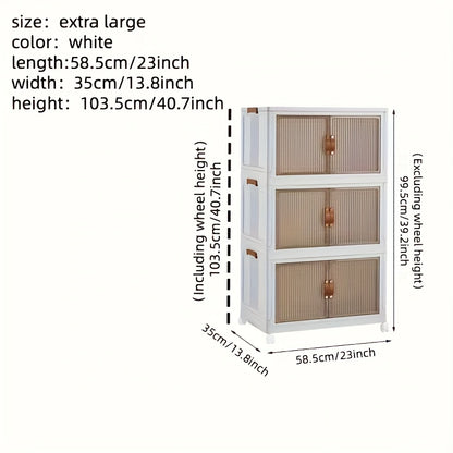 1pc Rectangle Storage Box with Lids, Plastic Waterproof Collapsible Organizer on Wheels, Magnetic Closure Multipurpose Container for Home & Kitchen Storage