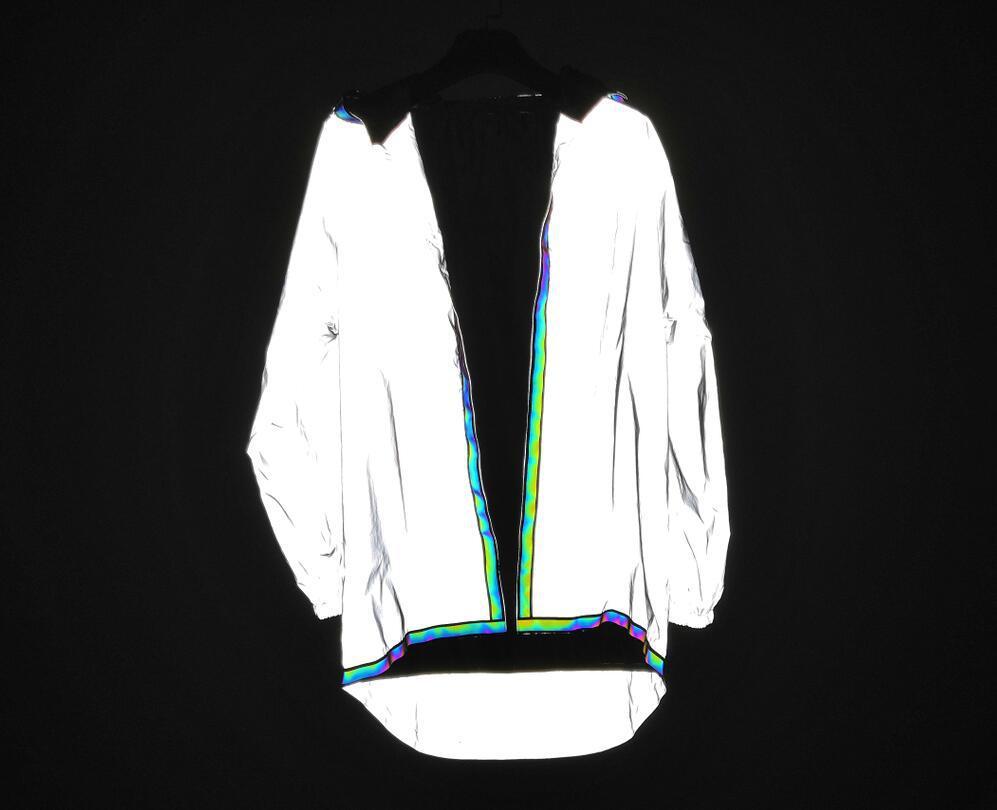 Mid-length Reflective Trench Coat With Zipper