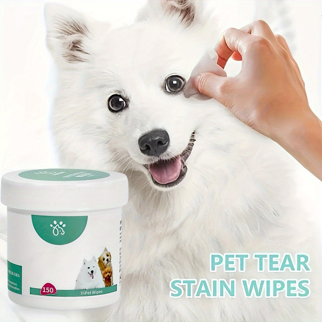 150-Pack Pet Wipes, Gentle Eye & Ear Cleaning, Tear Stain Remover, Non-Irritating, for Dogs and Cats, Plastic, Pet Care Supplies