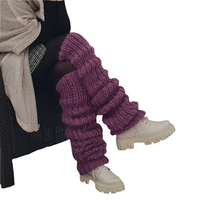 Autumn And Winter New Solid Color Mohair Long Tube Pile Style Foot Women's Fashion Casual Knitted Bunching Socks